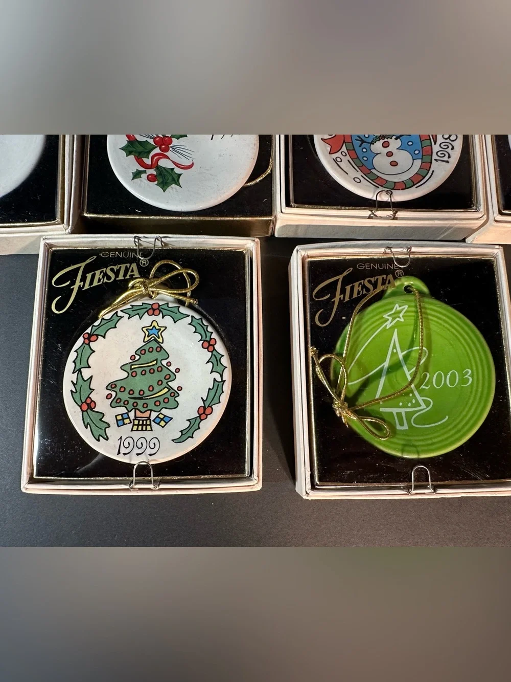 Fiesta Ware Year Ornaments Set Of 6‎ Various Years And Patterns Homer Laughlin
